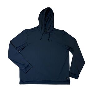 Rhone mens L Large navy blue solid performance pullover hoodie sweatshirt